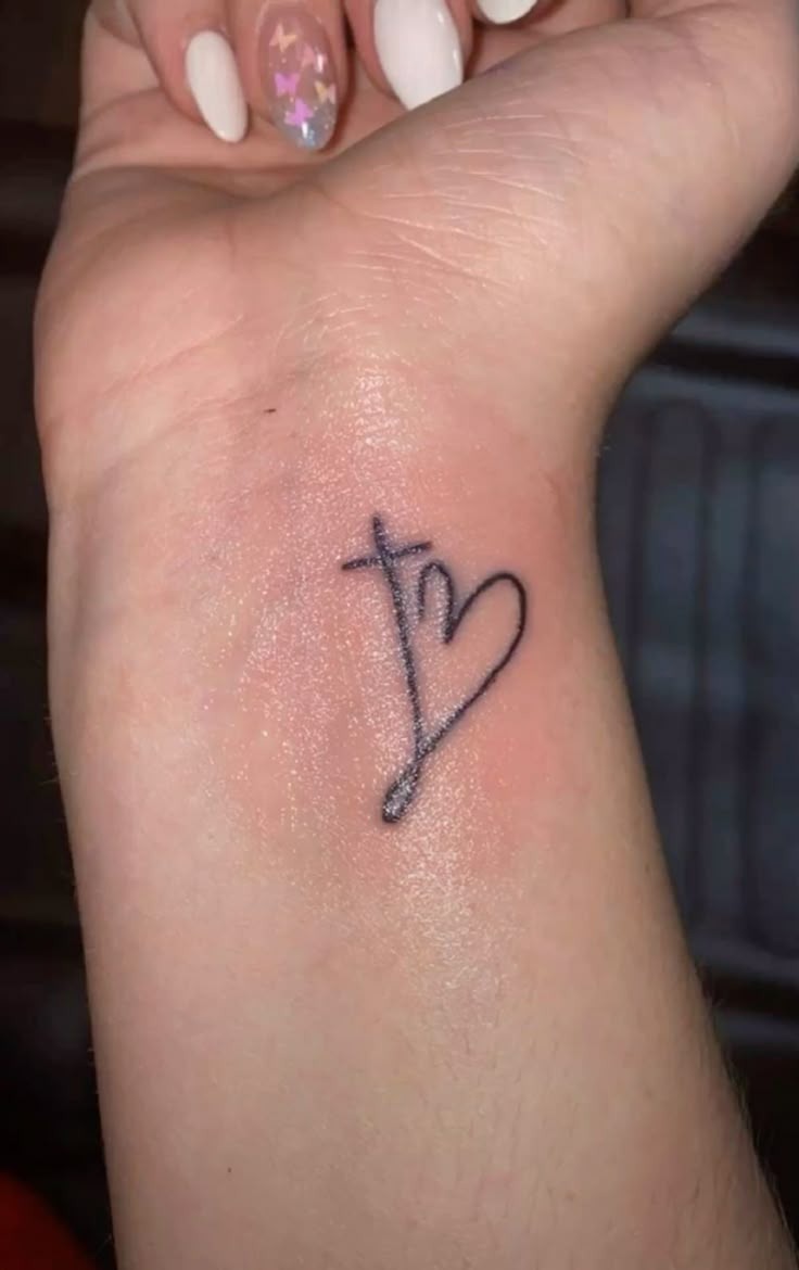Heart and Cross Wrist Tattoo Tattoo Design