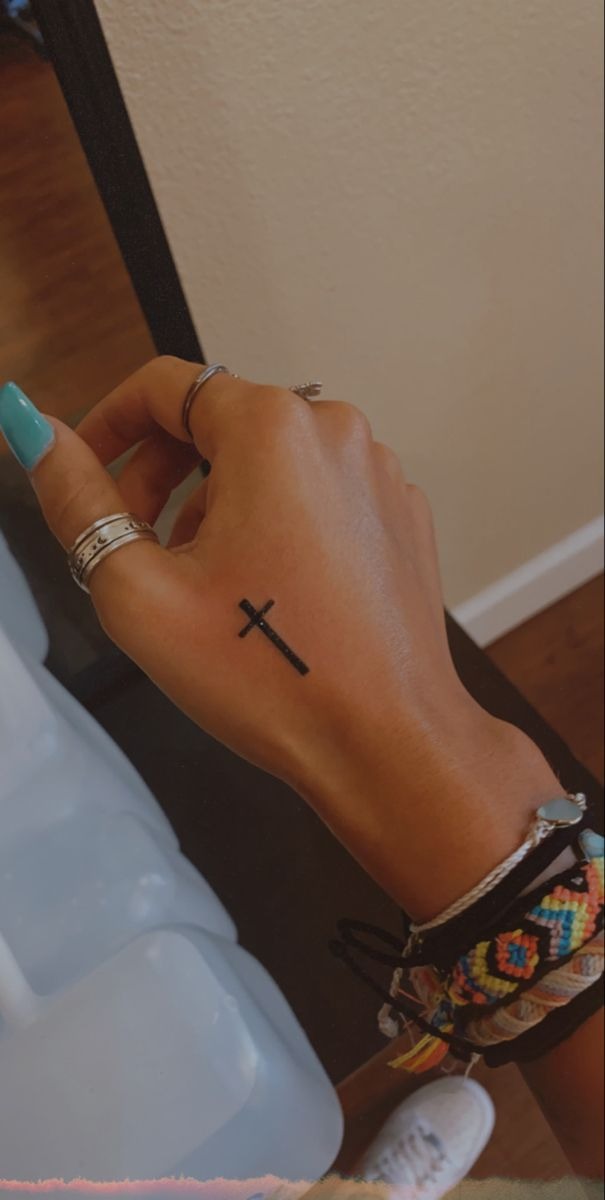 Small Cross on Hand Tattoo Tattoo Design