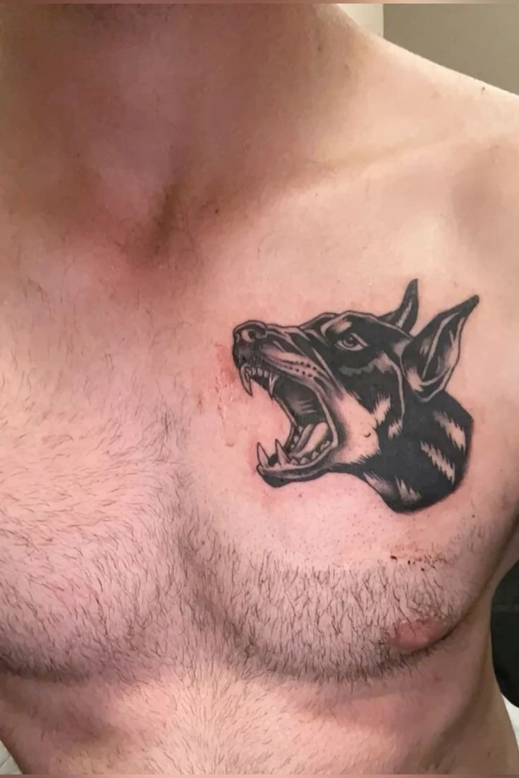 Chest Snarl, Old School Bite Tattoo Design