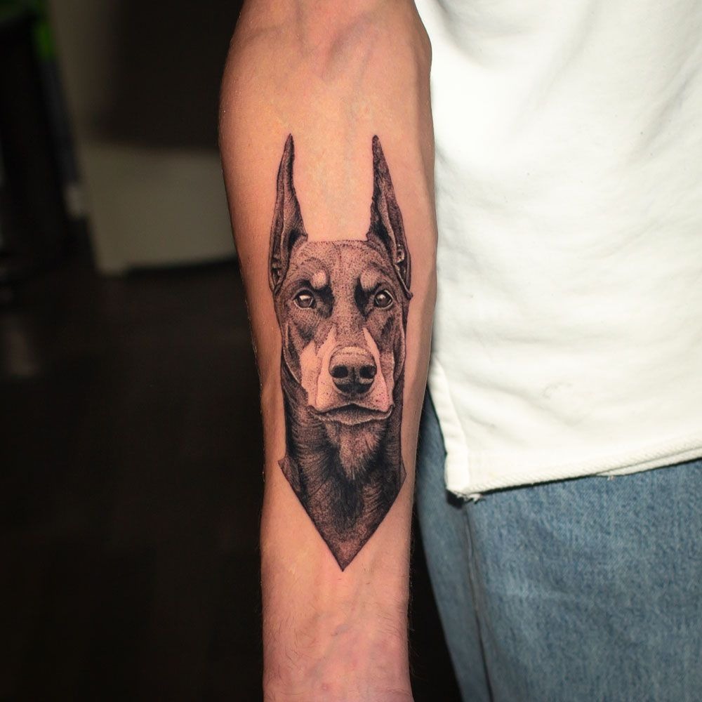 Forearm Sentinel with Pointed Base Tattoo Design