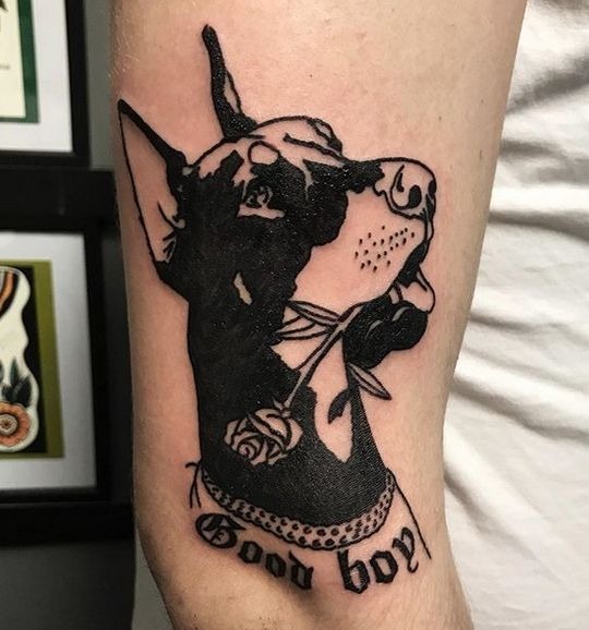 Good Boy with Rose Tattoo Design