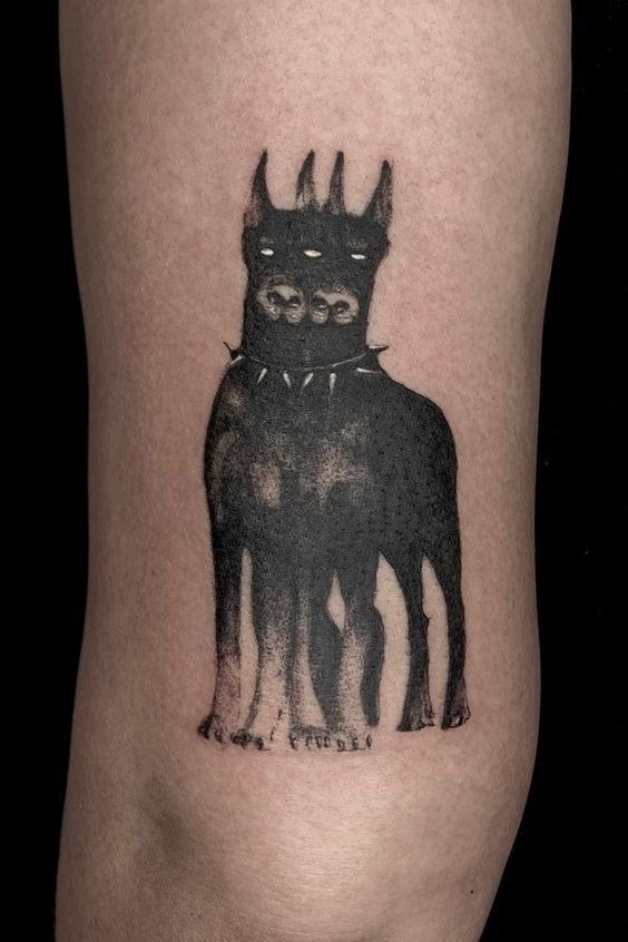Minimal Shadow Cerberus Tattoo Design