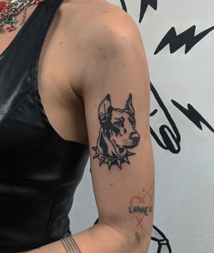 Spiked-Collar Flash on the Arm Tattoo Design