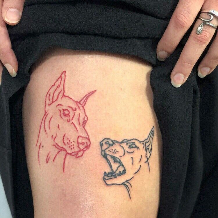 Two-Color Outline Duo Tattoo Design