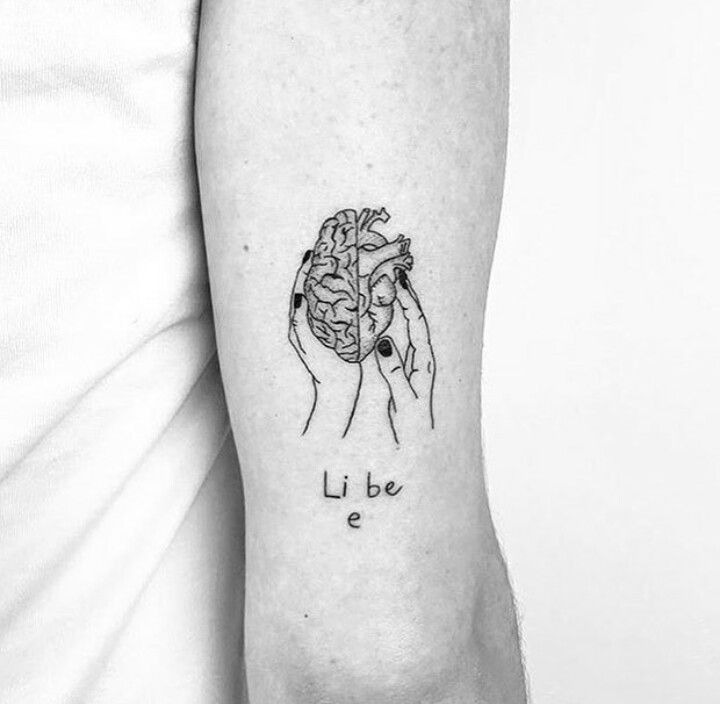 Brain and Heart in Hands Tattoo Tattoo Design