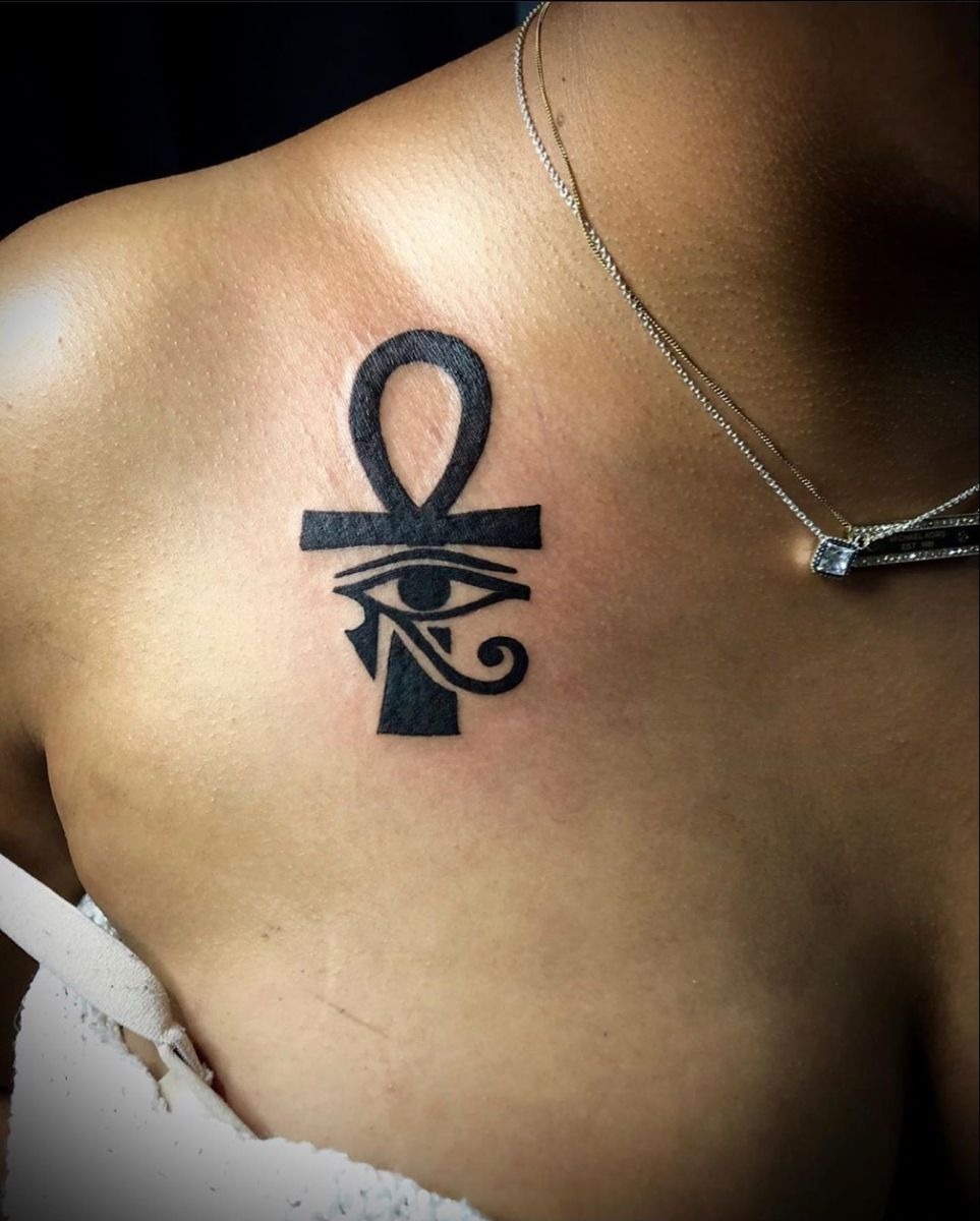 Bold Black Ankh and Eye Tattoo Tattoo Design