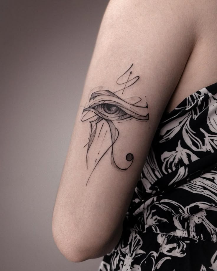 Flowing Fine Line Horus Arm Tattoo Tattoo Design