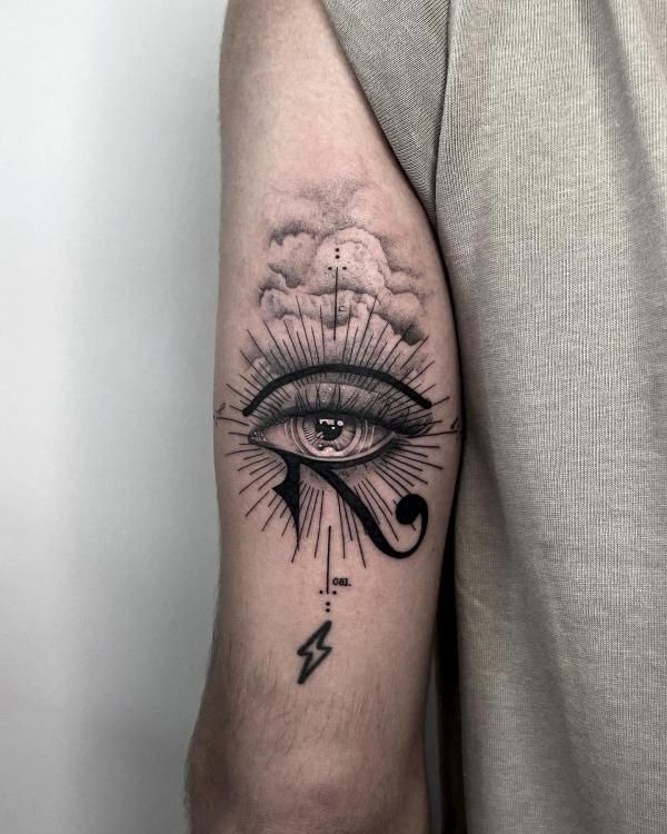 Minimalist Moon-Eye Collarbone Tattoo Tattoo Design