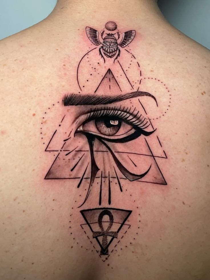 Triangular Horus Eye and Scarab Tattoo Tattoo Design