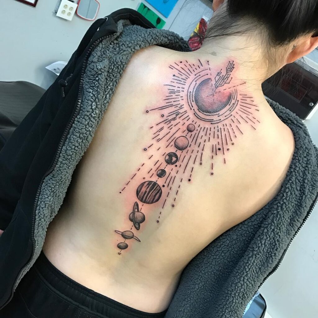 Celestial Solar System Back Tattoo Tattoo Design