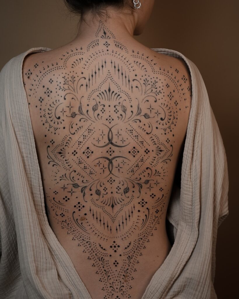 Elegant Ornamental Back Tattoo Tattoo Design