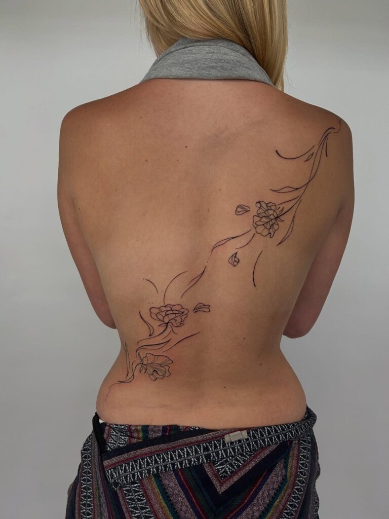 Flowing Floral Spine Tattoo Tattoo Design