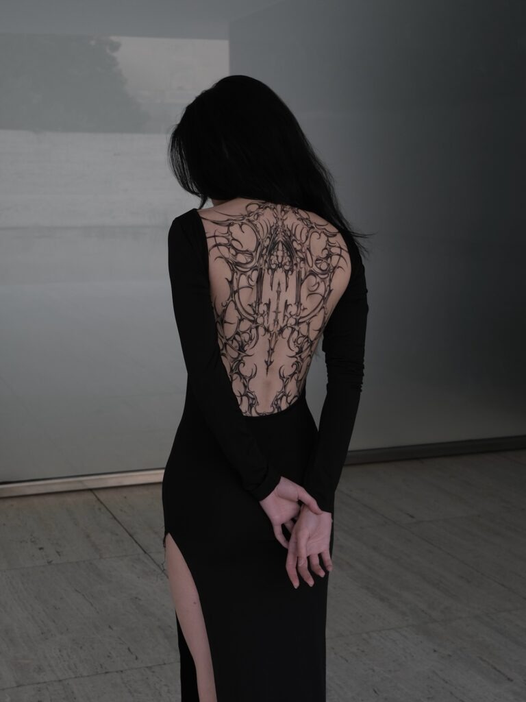 Gothic Filigree Back Tattoo with Architectural Detailing Tattoo Design