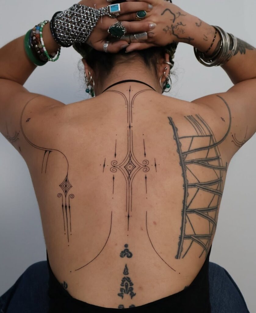 Ornamental Linework Back Tattoo Tattoo Design