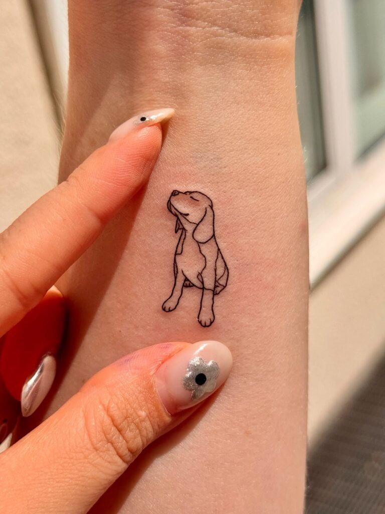 Adorable Puppy Fine Line Tattoo Tattoo Design