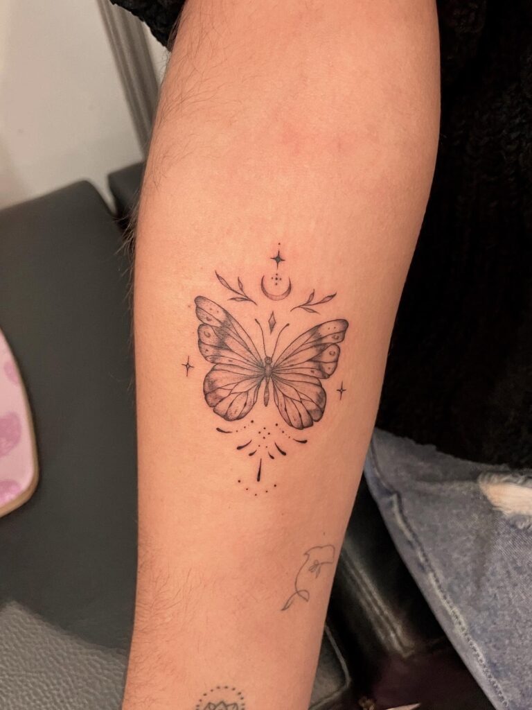 Butterfly with Celestial Accents Tattoo Tattoo Design