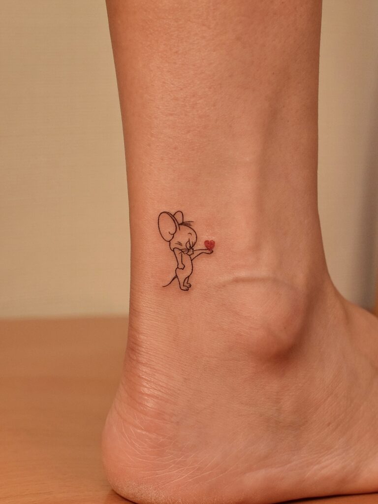 Cute Mouse with Heart Tattoo Tattoo Design