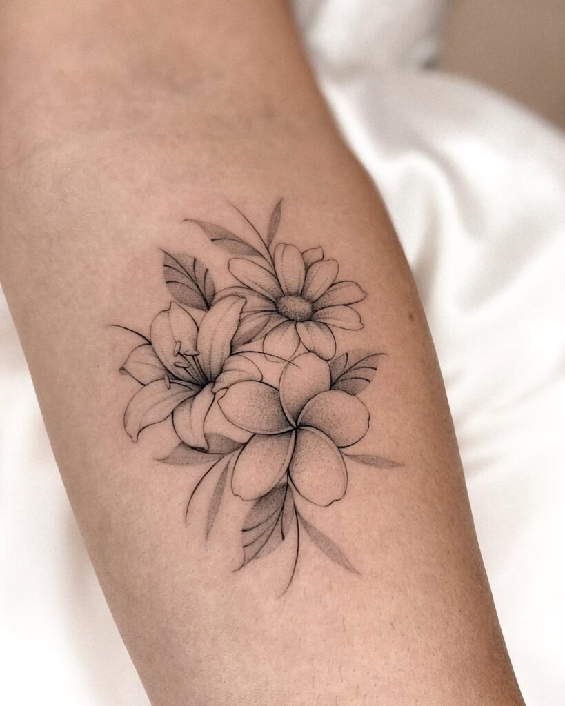 Delicate Floral Bouquet Tattoo Tattoo Design