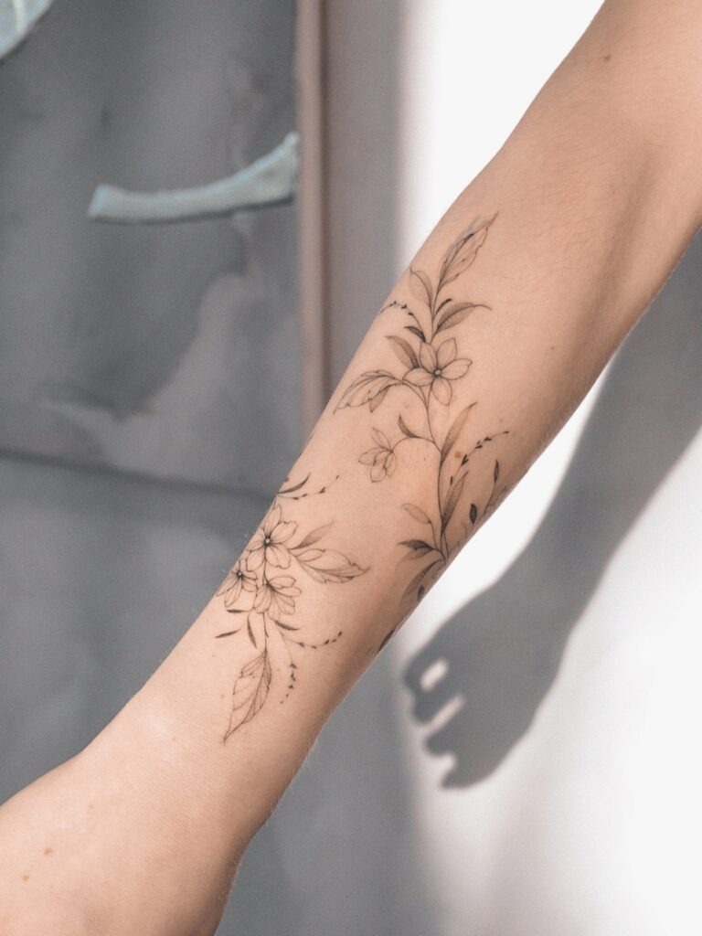 Flowing Floral Vine Tattoo Tattoo Design