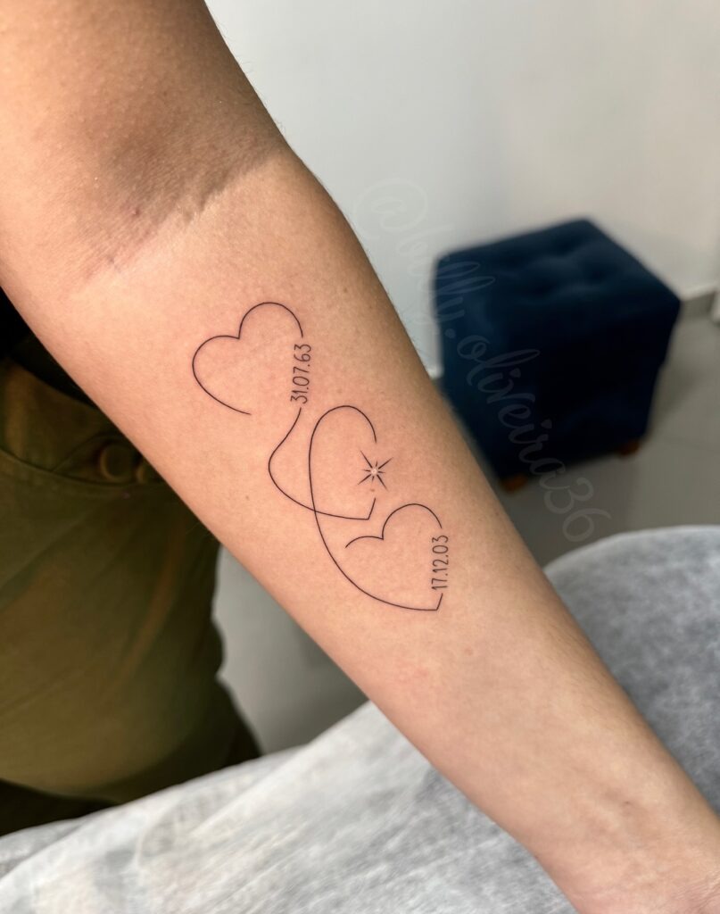 Intertwined Hearts with Dates Tattoo Tattoo Design