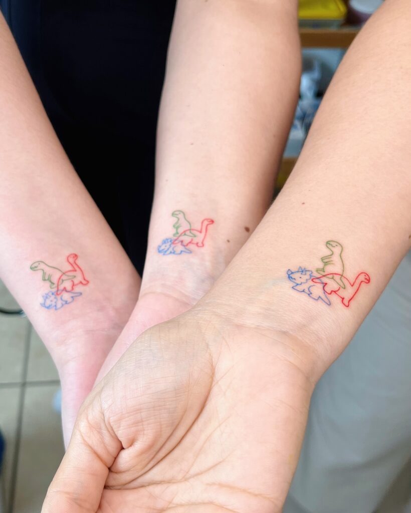 Matching Dinosaur Fine Line Tattoos Tattoo Design