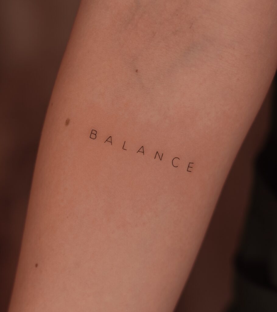 Minimalist Balance Script Tattoo Tattoo Design
