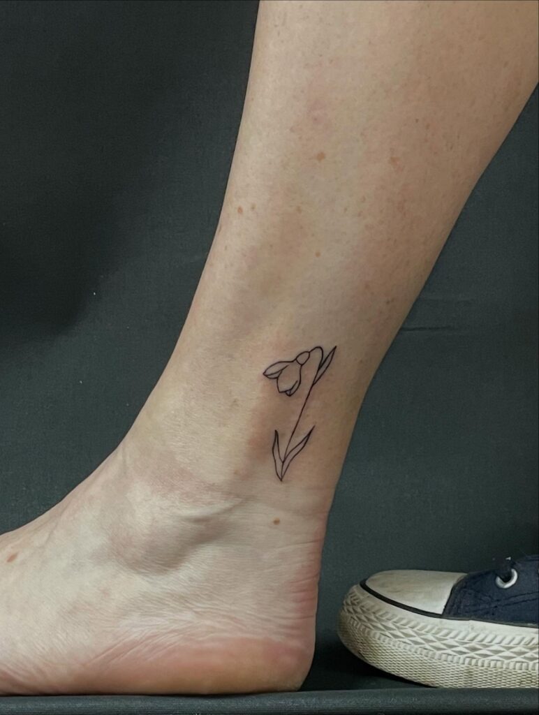 Minimalist Snowdrop Ankle Tattoo Tattoo Design