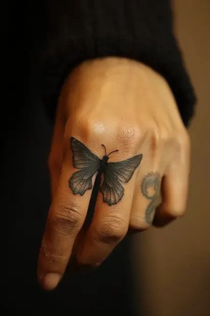Black Butterfly Knuckle Tattoo Tattoo Design