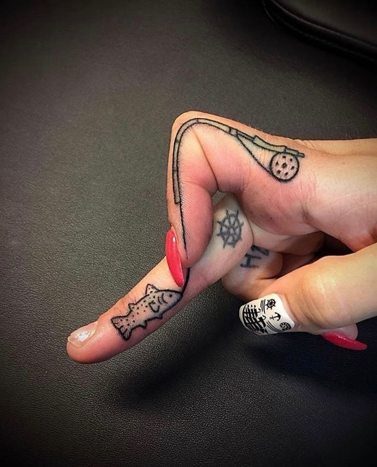 Fishing Pole and Catch Tattoo Tattoo Design