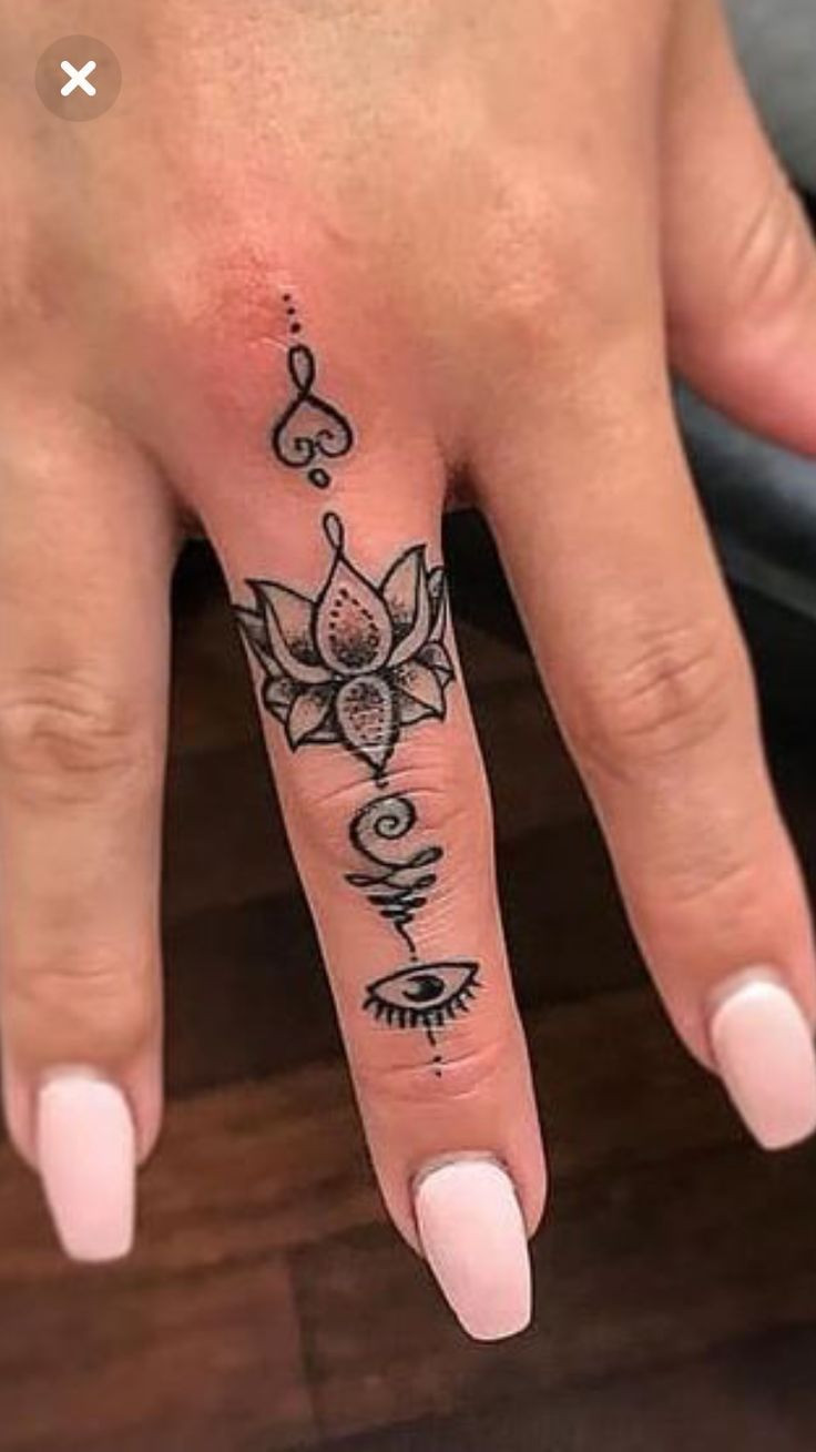 Lotus and Eye Finger Tattoo Tattoo Design