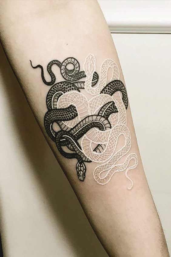 Black and White Snake Gemini Tattoo Tattoo Design