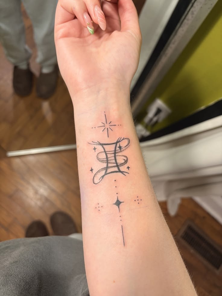 Celestial Gemini Forearm Tattoo Tattoo Design