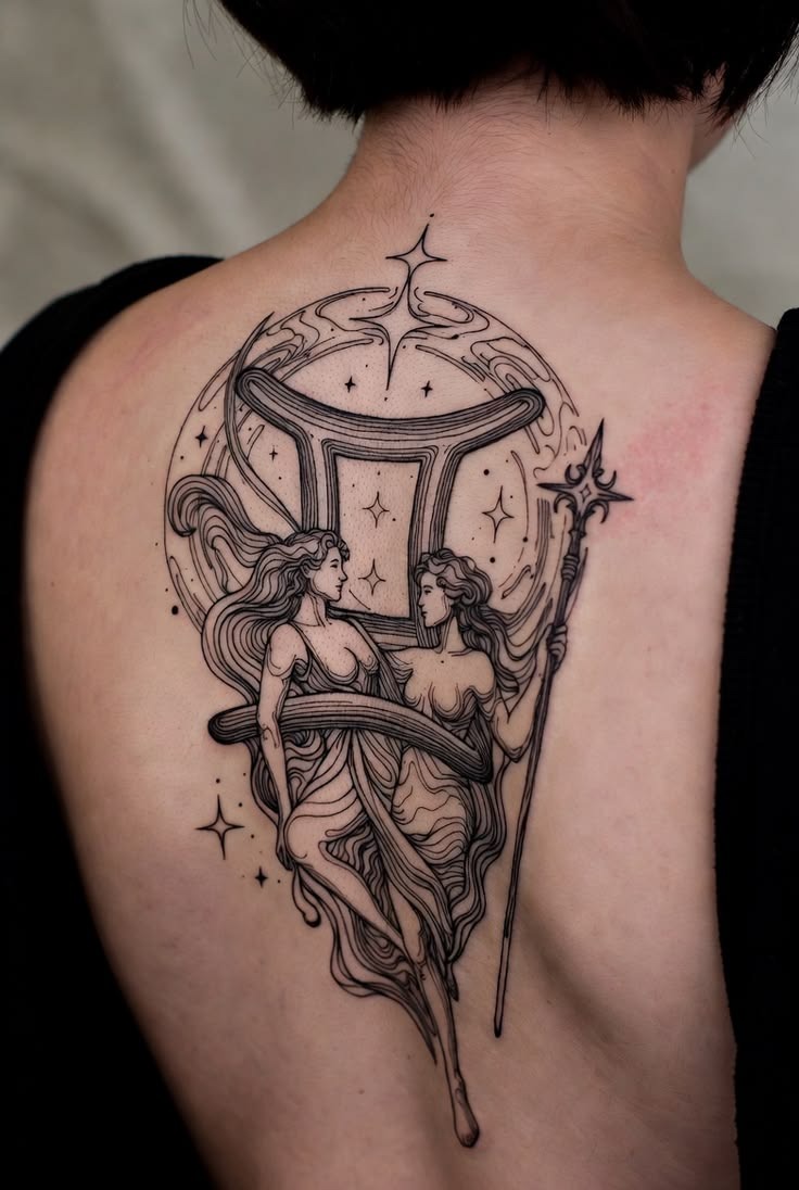 Celestial Twin Goddess Gemini Tattoo Tattoo Design