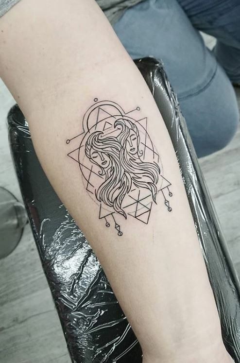 Geometric Gemini Twin Women Tattoo Tattoo Design