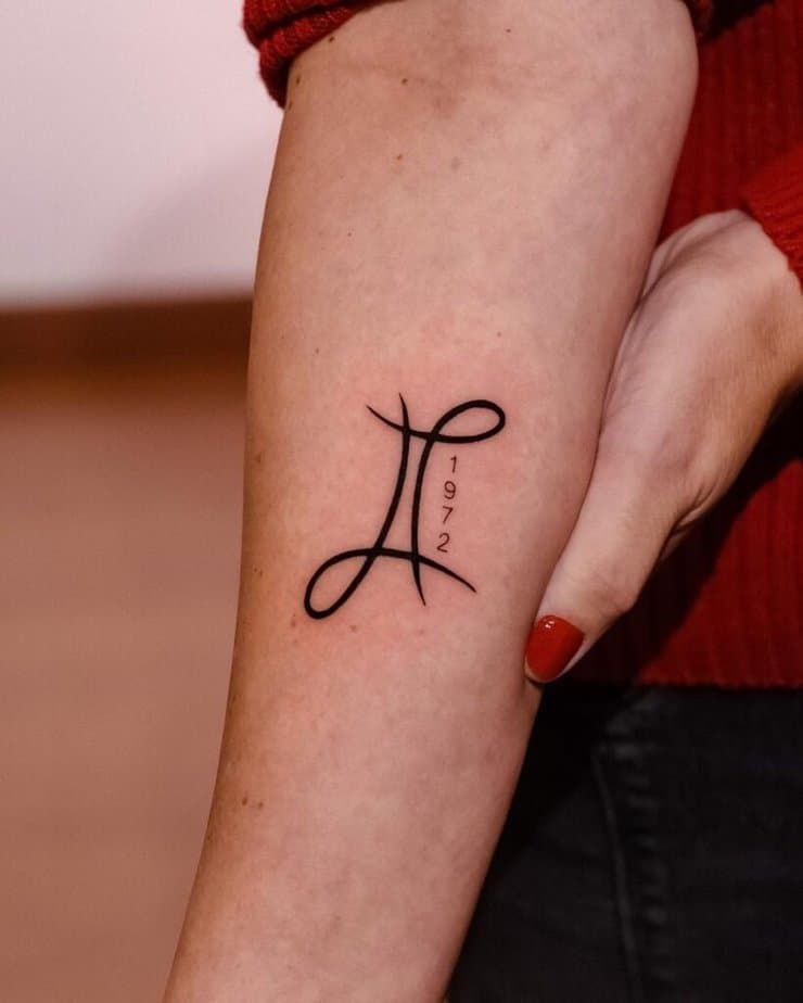Personalized Gemini Symbol with Date Tattoo Tattoo Design