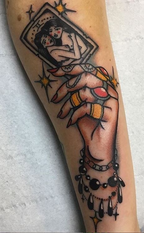 Traditional Gemini Fortune Hand Tattoo Tattoo Design