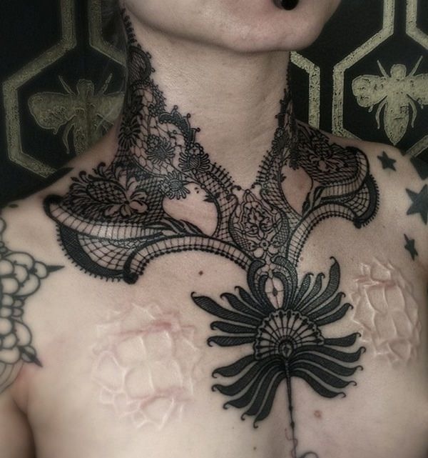 Gothic Lace Collar Statement Tattoo Tattoo Design