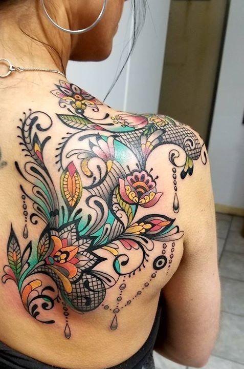 Vintage Lace Shoulder Panel Tattoo Tattoo Design