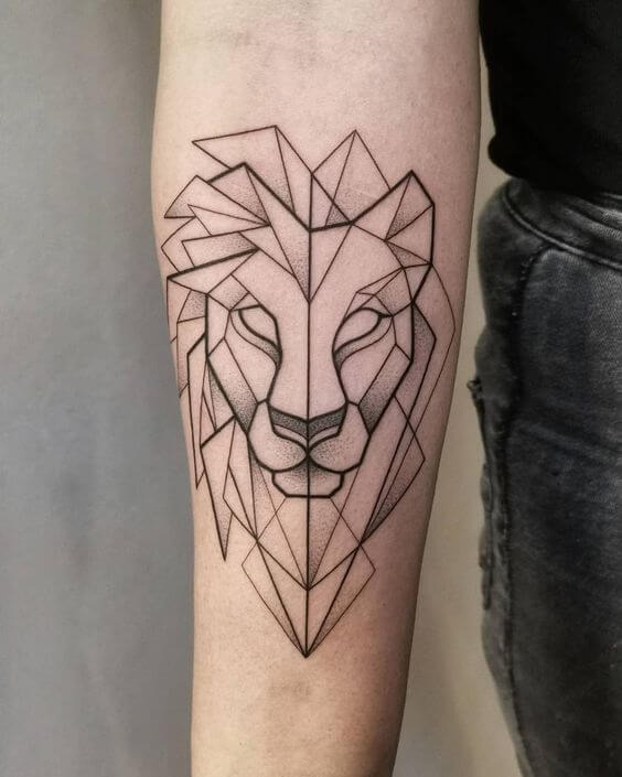 Minimalist Side Profile: Simple Lion Head Tattoo Design