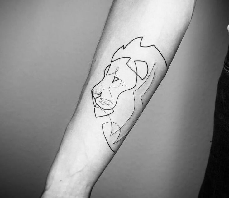 Modern Minimalism: Geometric Lion Design Tattoo Design