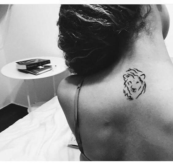 Understated Elegance: The Small Neck Lion Tattoo Design