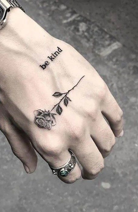 Be Kind and Rose Combination Tattoo Design