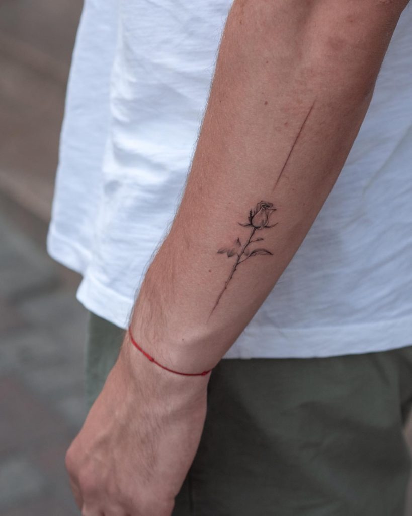 Delicate Rose on Forearm Tattoo Design