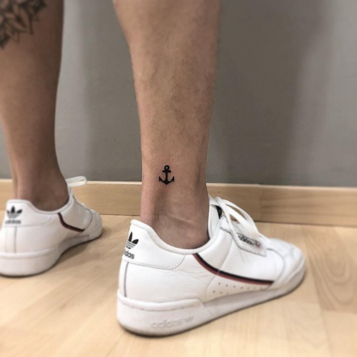 Minimalist Anchor Tattoo on Leg Tattoo Design