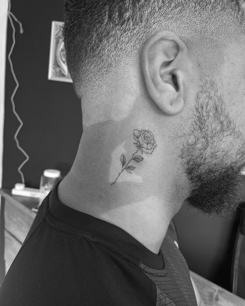Rose Tattoo on the Neck Tattoo Design
