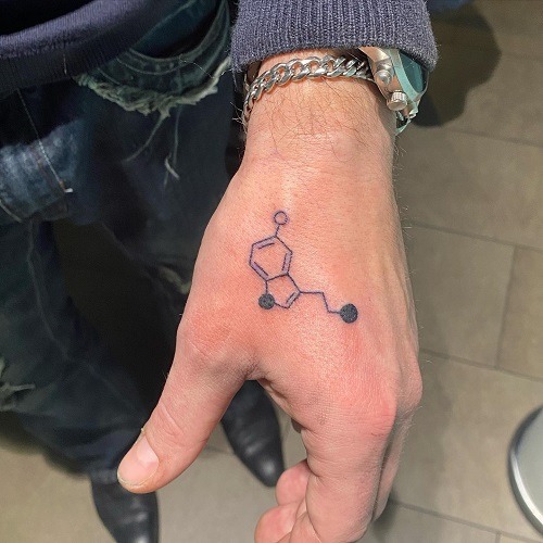 Serotonin Molecule on Hand Tattoo Design