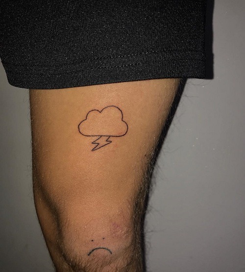 Storm Cloud Tattoo on Leg Tattoo Design