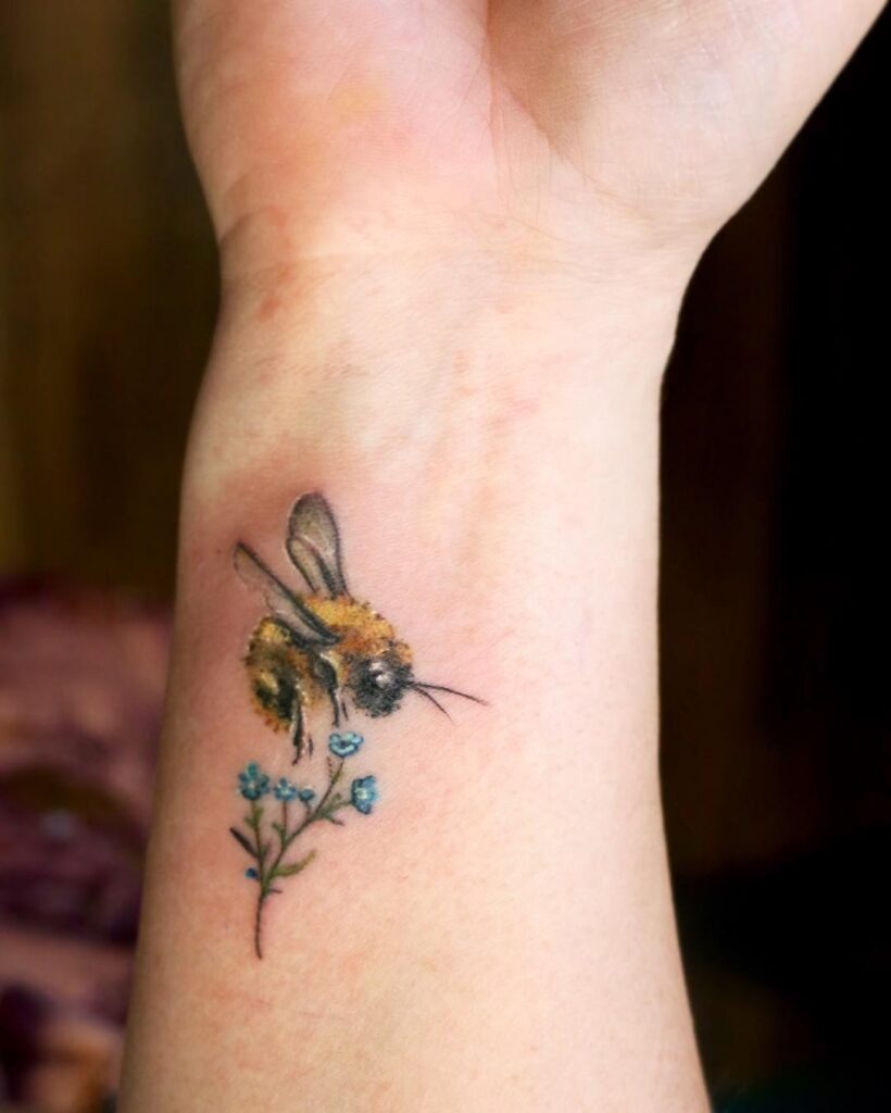 Bee and Wildflower Tattoo Tattoo Design