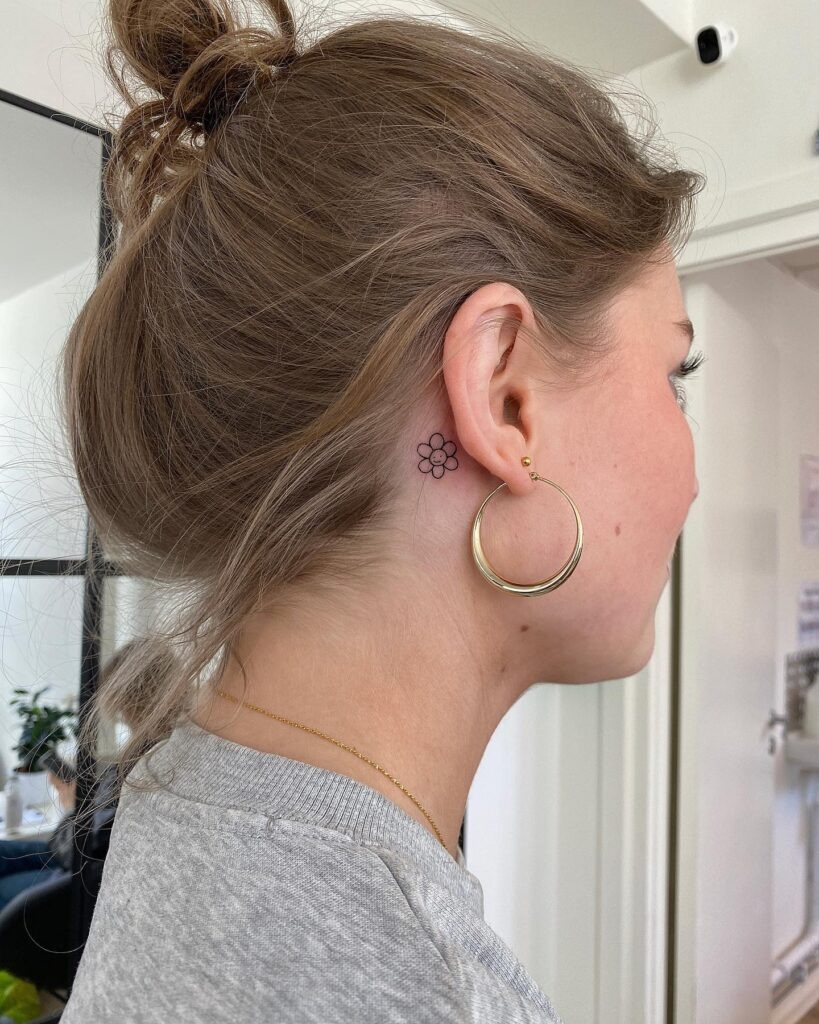 Behind-the-Ear Floral Tattoo Tattoo Design