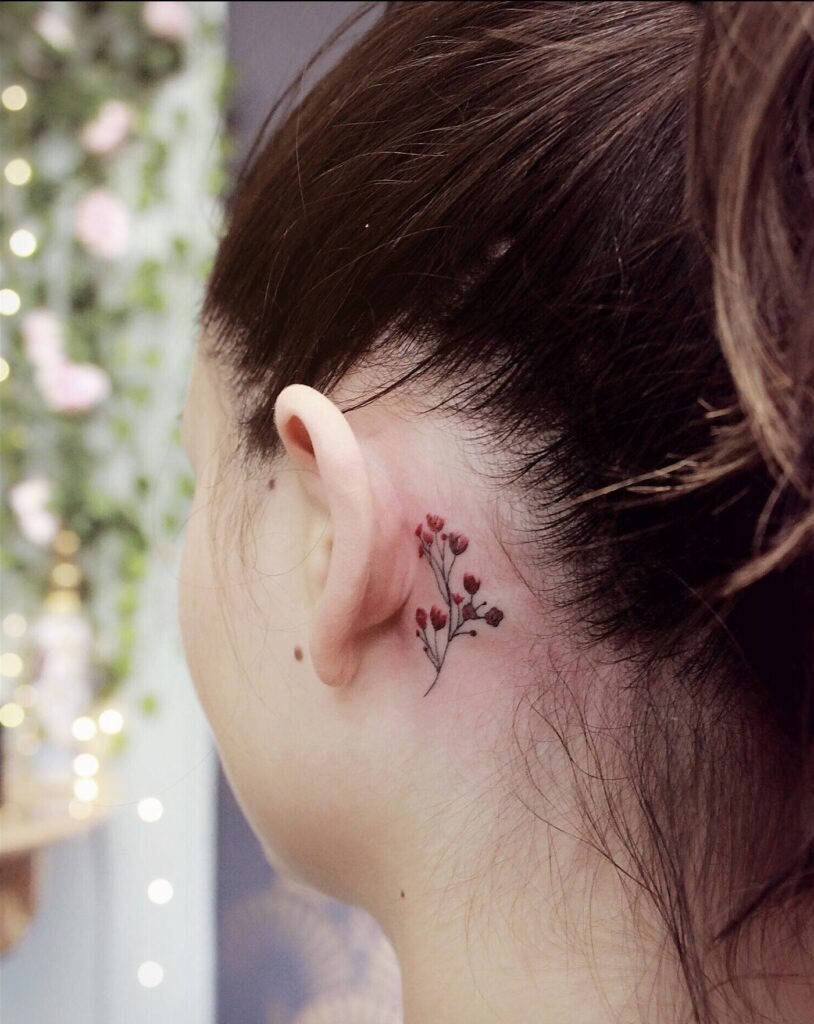 Behind-the-Ear Floral Tattoo Tattoo Design